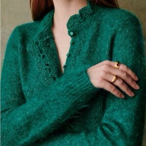 Sezane Angelita Dress in Emerald Green - Size Medium